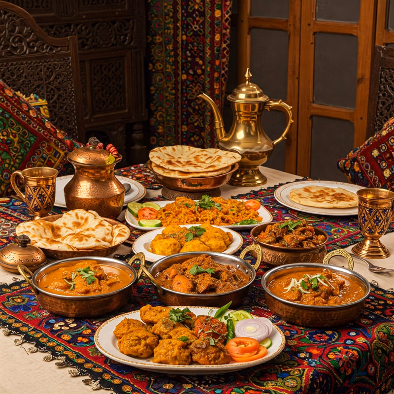 Kashmiri inspired gathering and dining space